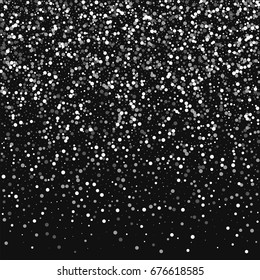 Random falling white dots. Top gradient on black background. Vector illustration.