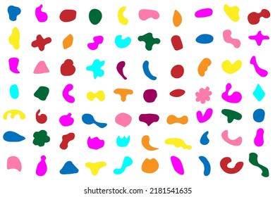 Random figures. Organic colored drops of irregular shape