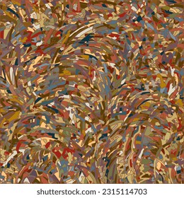 Random filled colorful, amorphous small shapes creating abstract pattern