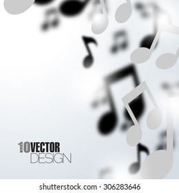 Random Floating Music Notes With Depth Of Field Effect Artistic Eps10 Vector Background