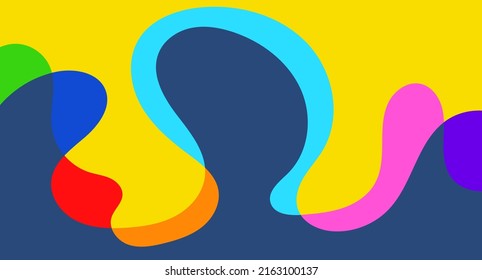 Random fluid doodle summer colorful background vector design. Wallpaper banner, magazine, social media, creative album, art cover editable layout illustration template.