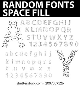 Random fonts space fill English Alphabet