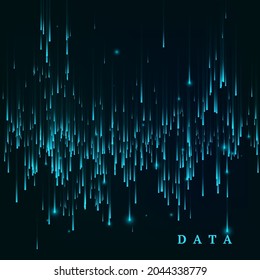 Random Generated Data Block Stream. Abstract Matrix. Big Data Visualisation. Sci-fi Or Futuristic Abstract Background In Blue Colors. Vertor Illustration