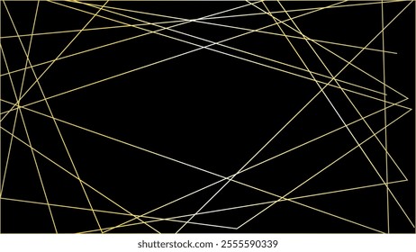 Random geometric line pattern on a black backdrop background. Random line low poly pattern. abstract seamless line vector. Random chaotic lines abstract geometric patterns of modern design.