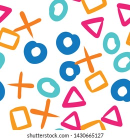 Random geometric shapes pattern. Abstract background. Geometrical simple illustration. Creative, luxury style. Print card, cloth, clothing, shirts, dress, wrapper, web, cover, label, banner, emblem.