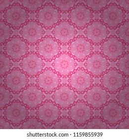 Random geometric shapes seamless pattern in purple, magenta and pink colors. Print card, cloth, shirts, dress, wrapper, cover. Creative, luxury style. Geometrical simple vector art.