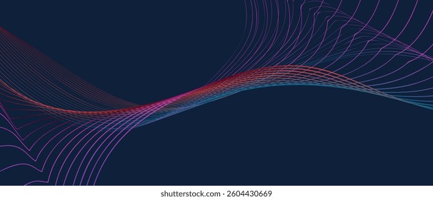 Random Gradient Line. Trendy 3D Set of Concentric Lines in 80s-90s Style for Promos, Banners, Posters, Social Media, Cards, and Covers. Abstract Chaotic Graphic Line in Vector Illustration