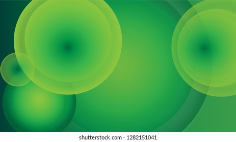 Random green gradient circles over lapping each other in a simple vector background