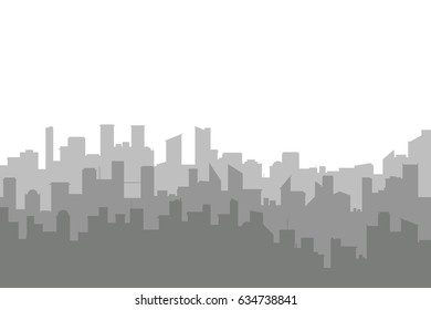 Random grey city skyline Vector on light background with copy space