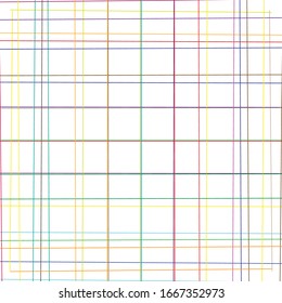 Random grid, mesh of colorful lines. Asymmetric pattern of intersecting, crossing, irregular lines