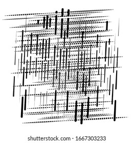 random grid, mesh pattern. grating, trellis texture. intermittent, interrupt lines lattice. intersecting segmented stripes. dashed crossing streaks design. abstract geometric illustration