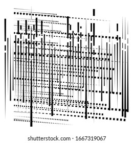 random grid, mesh pattern. grating, trellis texture. intermittent, interrupt lines lattice. intersecting segmented stripes. dashed crossing streaks design. abstract geometric illustration