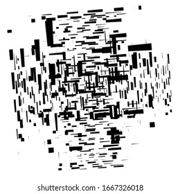 random grid, mesh pattern. grating, trellis texture. intermittent, interrupt lines lattice. intersecting segmented stripes. dashed crossing streaks design. abstract geometric illustration