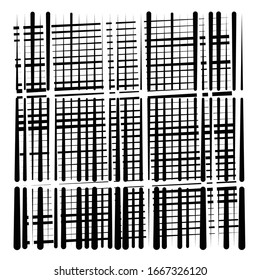 random grid, mesh pattern. grating, trellis texture. intermittent, interrupt lines lattice. intersecting segmented stripes. dashed crossing streaks design. abstract geometric illustration