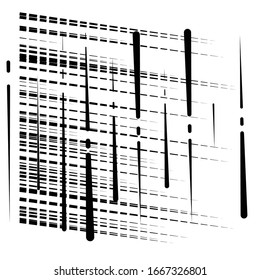 random grid, mesh pattern. grating, trellis texture. intermittent, interrupt lines lattice. intersecting segmented stripes. dashed crossing streaks design. abstract geometric illustration