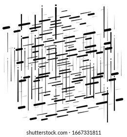 random grid, mesh pattern. grating, trellis texture. intermittent, interrupt lines lattice. intersecting segmented stripes. dashed crossing streaks design. abstract geometric illustration