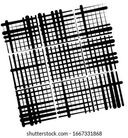 random grid, mesh pattern. grating, trellis texture. intermittent, interrupt lines lattice. intersecting segmented stripes. dashed crossing streaks design. abstract geometric illustration