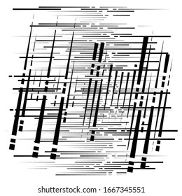 random grid, mesh pattern. grating, trellis texture. intermittent, interrupt lines lattice. intersecting segmented stripes. dashed crossing streaks design. abstract geometric illustration