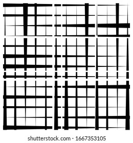 random grid, mesh pattern. grating, trellis texture. intermittent, interrupt lines lattice. intersecting segmented stripes. dashed crossing streaks design. abstract geometric illustration