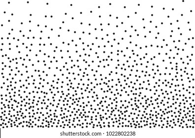 Random halftone. Pointillism style. Background with irregular, chaotic dots, points, circle. Abstract monochrome pattern. Black and white color. Vector illustration