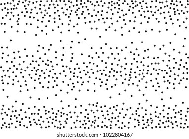 Random halftone. Pointillism style. Background with irregular, chaotic dots, points, circle. Abstract monochrome pattern. Black and white color. Vector illustration