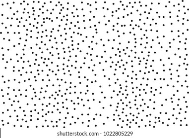 Random halftone. Pointillism style. Background with irregular, chaotic dots, points, circle. Abstract monochrome pattern. Black and white color. Vector illustration
