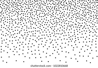 Random halftone. Pointillism style. Background with irregular, chaotic dots, points, circle. Abstract monochrome pattern. Black and white color. Vector illustration