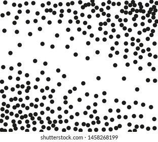 Random halftone. Pointillism style. Background with irregular, chaotic dots, points, circle. Abstract monochrome pattern. Black and white color. Vector illustration