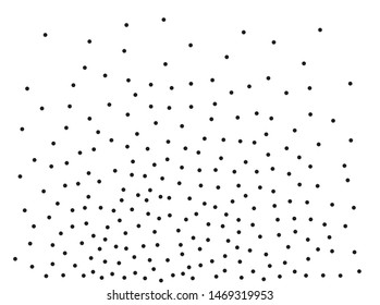 Random halftone. Pointillism style. Background with irregular, chaotic dots, points, circle. Abstract monochrome pattern. Black and white color. Vector illustration
