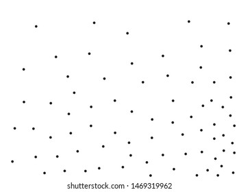 Random halftone. Pointillism style. Background with irregular, chaotic dots, points, circle. Abstract monochrome pattern. Black and white color. Vector illustration
