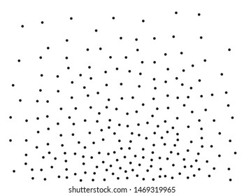 Random halftone. Pointillism style. Background with irregular, chaotic dots, points, circle. Abstract monochrome pattern. Black and white color. Vector illustration
