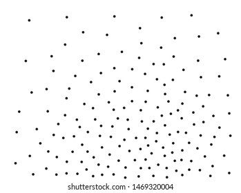 Random halftone. Pointillism style. Background with irregular, chaotic dots, points, circle. Abstract monochrome pattern. Black and white color. Vector illustration
