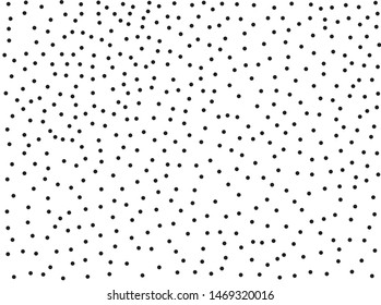 Random halftone. Pointillism style. Background with irregular, chaotic dots, points, circle. Abstract monochrome pattern. Black and white color. Vector illustration
