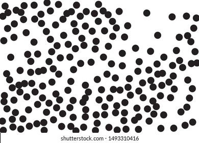 Random halftone. Pointillism style. Background with irregular, chaotic dots, points, circle. Abstract monochrome pattern. Black and white color. Vector illustration