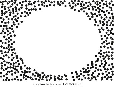 Random halftone. Pointillism style. Background with irregular, chaotic dots, points, circle. Abstract monochrome pattern. Black and white color. Vector illustration
