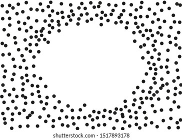Random halftone. Pointillism style. Background with irregular, chaotic dots, points, circle. Abstract monochrome pattern. Black and white color. Vector illustration