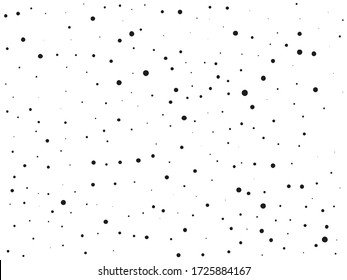 Random Halftone. Pointillism Style. Background With Irregular, Chaotic Dots, Points, Circle. Abstract Monochrome Pattern. Black And White Color. Vector Illustration