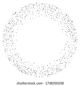 Random halftone. Pointillism style. Background with irregular, chaotic dots, points, circle. Abstract monochrome pattern. Black and white color. Vector illustration