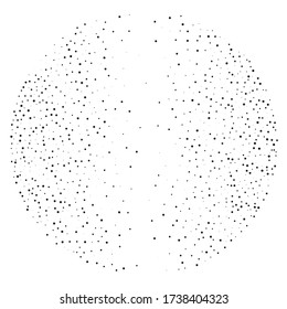 Random halftone. Pointillism style. Background with irregular, chaotic dots, points, circle. Abstract monochrome pattern. Black and white color. Vector illustration
