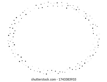 Random halftone. Pointillism style. Background with irregular, chaotic dots, points, circle. Abstract monochrome pattern. Black and white color. Vector illustration