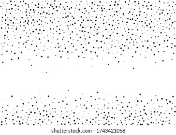 Random halftone. Pointillism style. Background with irregular, chaotic dots, points, circle. Abstract monochrome pattern. Black and white color. Vector illustration