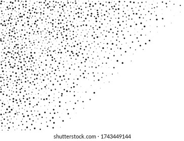 Random halftone. Pointillism style. Background with irregular, chaotic dots, points, circle. Abstract monochrome pattern. Black and white color. Vector illustration
