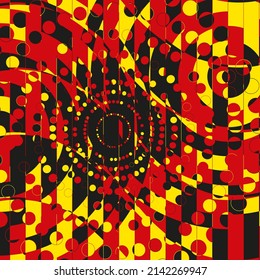 Random Halftone. Pointillism Style. Background with Irregular, Chaotic Dots, Points, Circle. Abstract Red Pattern. Vector Illustration