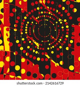 Random Halftone. Pointillism Style. Background with Irregular, Chaotic Dots, Points, Circle. Abstract Red Pattern. Vector Illustration