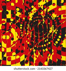 Random Halftone. Pointillism Style. Background with Irregular, Chaotic Dots, Points, Circle. Abstract Red Pattern. Vector Illustration
