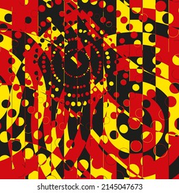 Random Halftone. Pointillism Style. Background with Irregular, Chaotic Dots, Points, Circle. Abstract Red Pattern. Vector Illustration