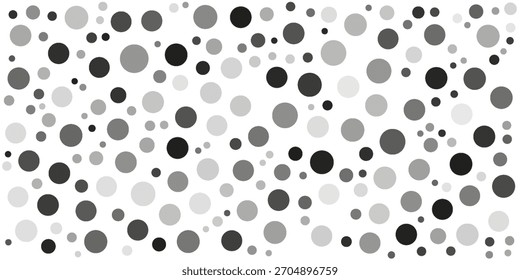 Meio-tom aleatório. Estilo pontilhismo. Fundo com pontos, pontos, círculo irregulares e caóticos. Padrão monocromático abstrato. Cor preta e branca. Ilustração vetorial 