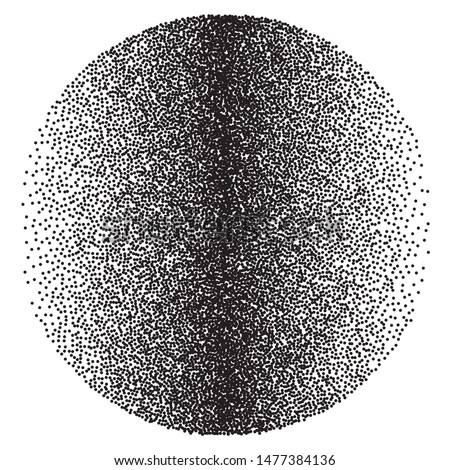 
Random halftone. Pointillism style. Background with irregular, chaotic dots, points, circle. Abstract monochrome pattern. Black and white color. Vector illustration