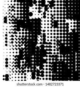 Media tonalidad aleatoria, Petal estilo puntillismo con puntos caóticos, irregulares, puntos, círculo, suciedad abstracta sucia de superficie negra, diseño de angustia