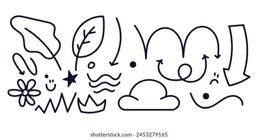 Random hand drawn Scribbles doodles Line Vector scribbles drawing sets